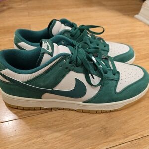 Nike Dunk Low Green White Suede Sneakers